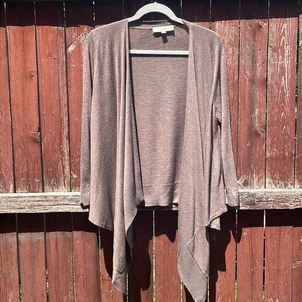 LOFT open front light brown cardigan | size M